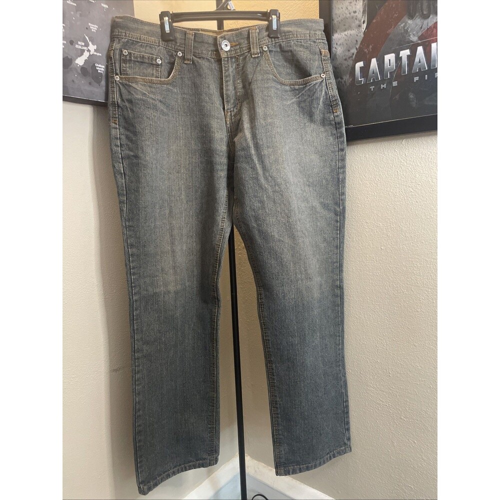 River Rock Men's Gray Wash Straight Leg Jeans Classic Casual Denim 36x30 Y2K